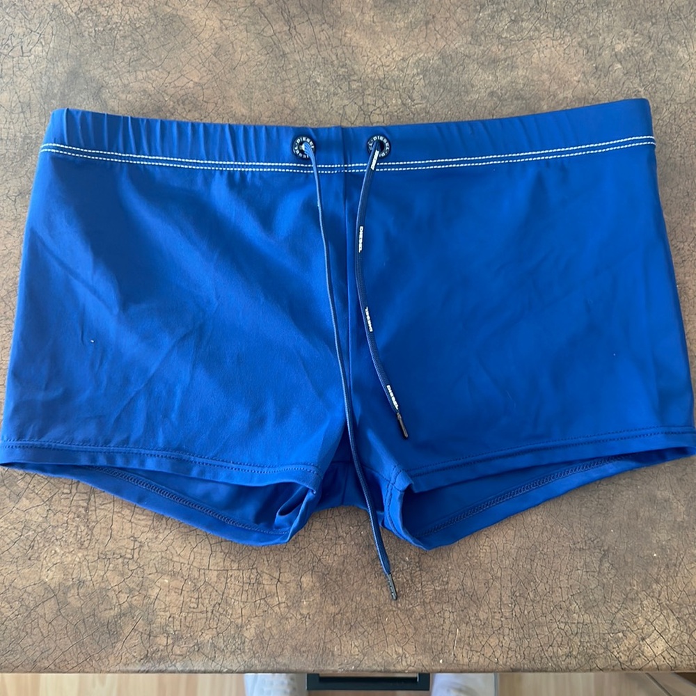 Men’s Diesel Swim Trunk Briefs, Blue, Size Medium.
